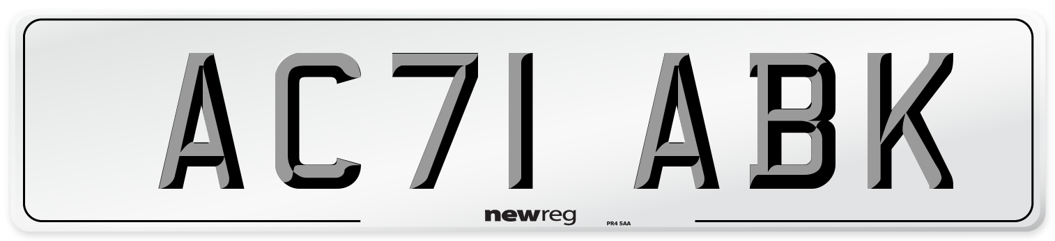 AC71 ABK Number Plate from New Reg